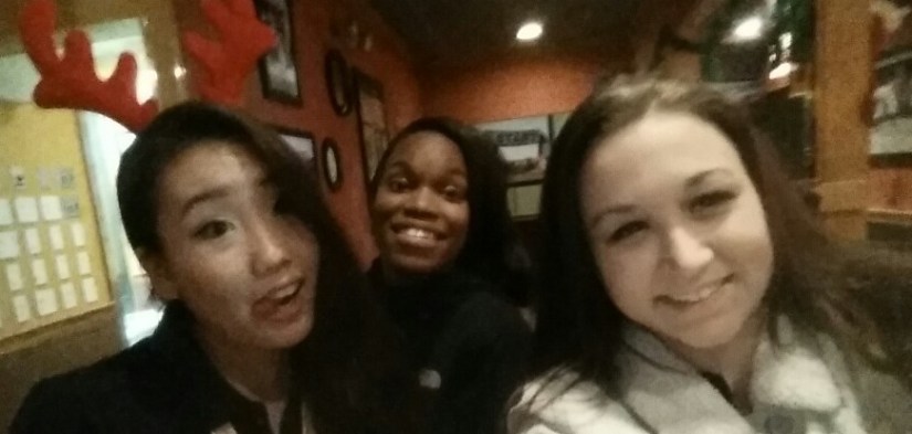 Some of the amazing girls I get to converse with. (My partner in crime though on the left side.)